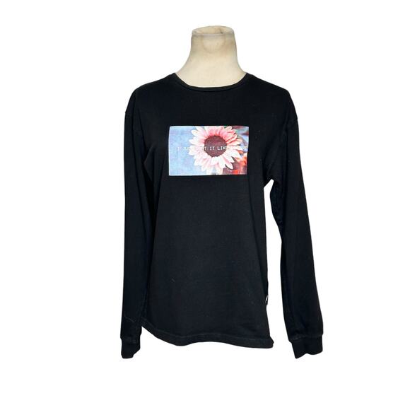 Publish black pink flower print long sleeves sweatshirt size Small - Picture 10 of 12